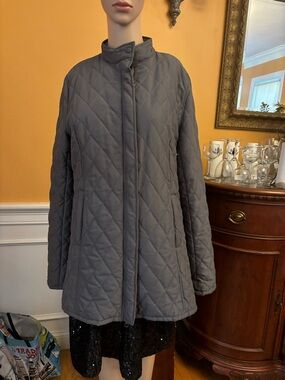 Tulle Quilted Puffer Coat in Gray